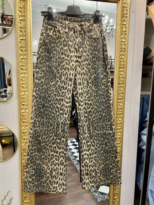 Jeans gamba dritta Leopardato