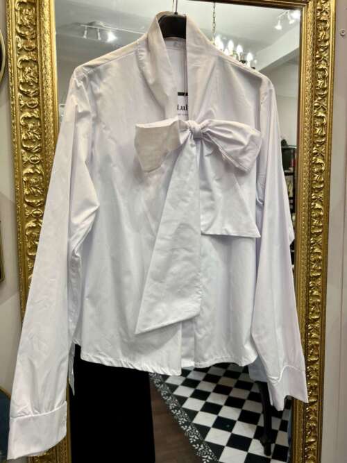 Camicia in cotone con fiocco Bianca