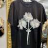 Tshirt Fiori in Organza Nera