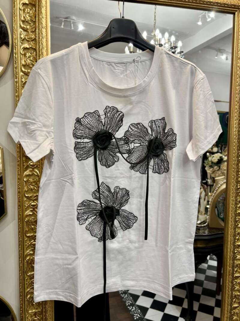 Tshirt Fiori Bianca