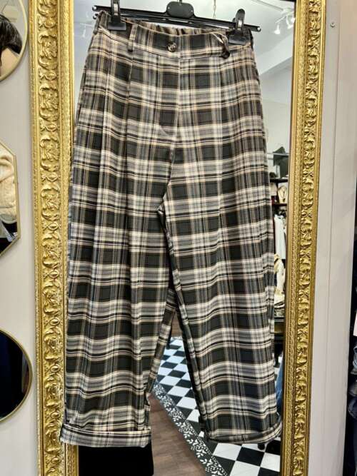 Pantaloni a Ovetto Check Grigio