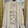 Camicia in Chiffon con Rouches Beige