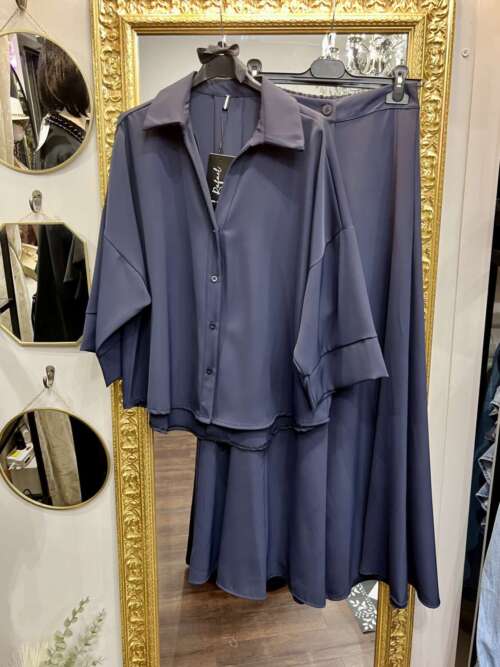 Coordinato Blusa e Pantapalazzo Blu