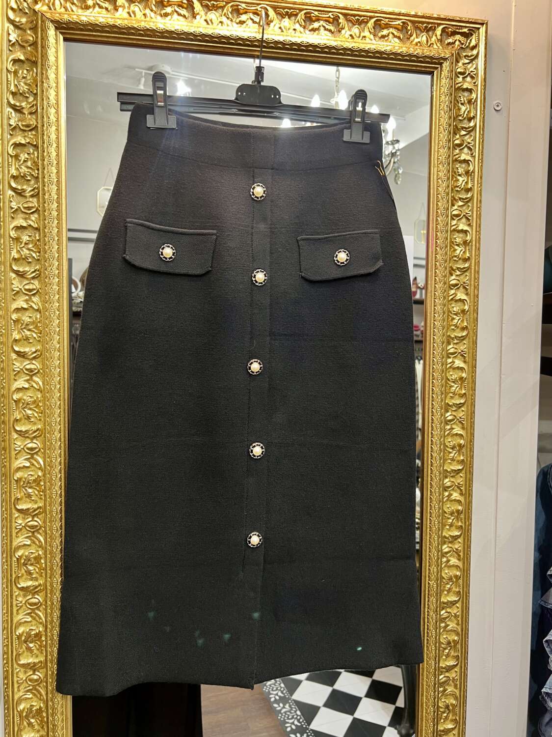 Gonna in Maglia a Matita Nera