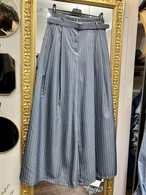 Pantaloni Doppia Pinces Gessati color Denim