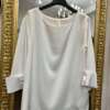 Blusa in Satin manica  3/4 Bianca