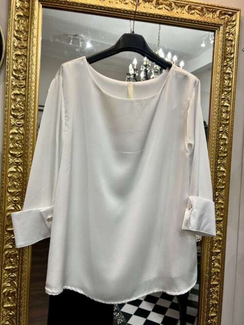 Blusa in Satin manica  3/4 Bianca