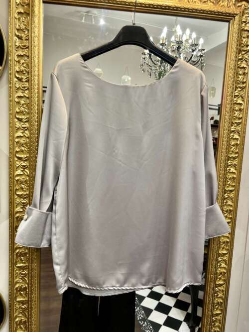 Blusa in Satin manica 3/4 Grigia
