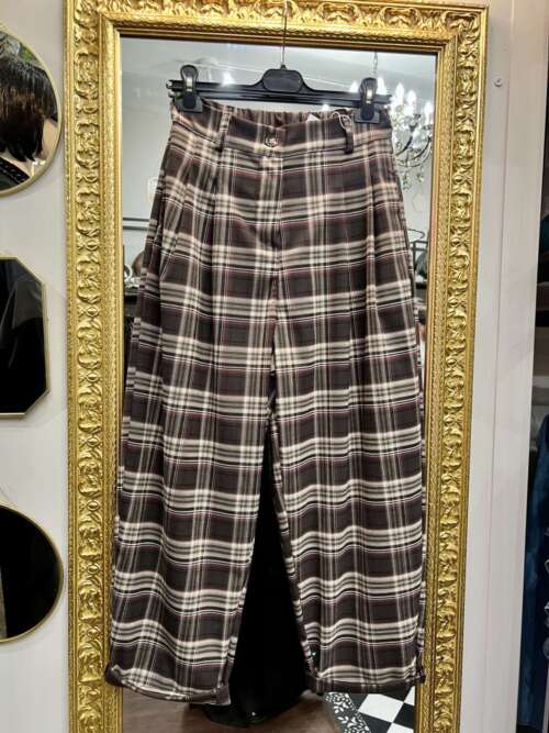 Pantaloni a Ovetto Check Bordeaux
