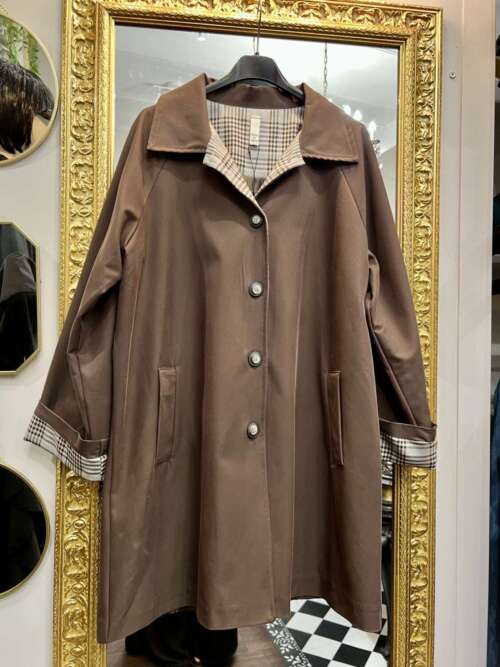 Trench con Fodera Check Cioccolato