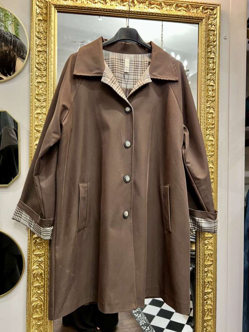 Trench con Fodera Check Cioccolato
