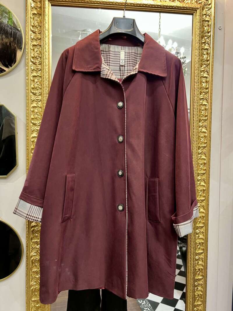 Trench con Fodera Check Bordeaux