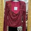 Maglia in Pizzo Scollo Quadro Bordeaux