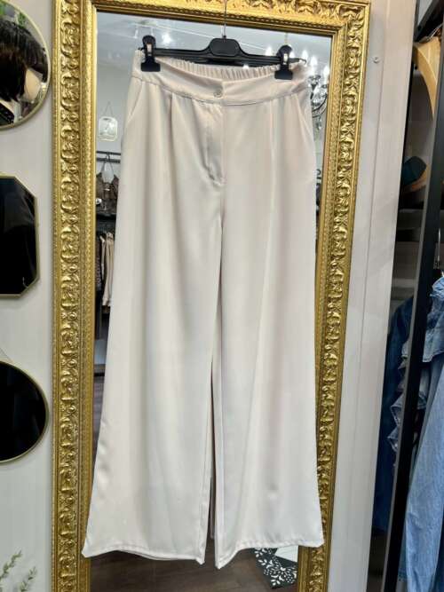 Pantaloni Palazzo con Pinces Beige