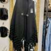 Poncho con Frange Nero