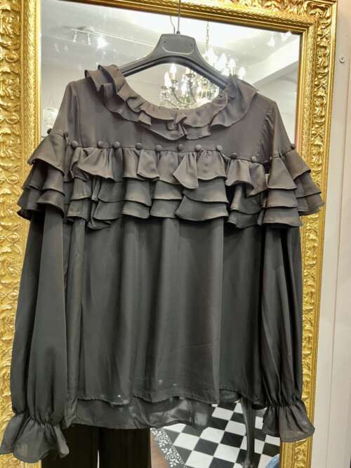 Blusa con Volant Nera
