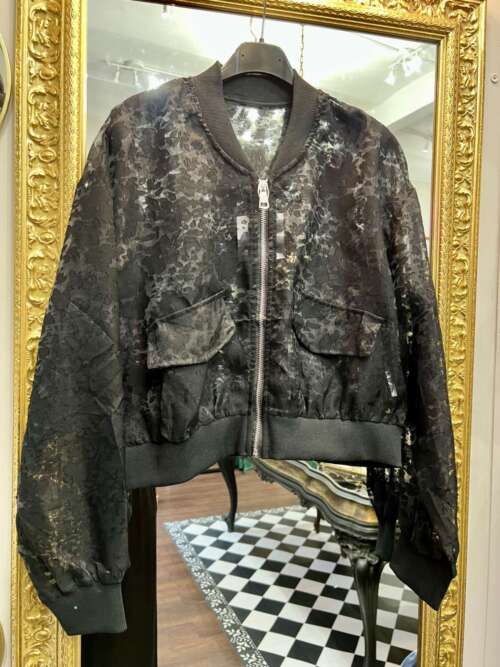 Bomber in Organza Lavorato Nero