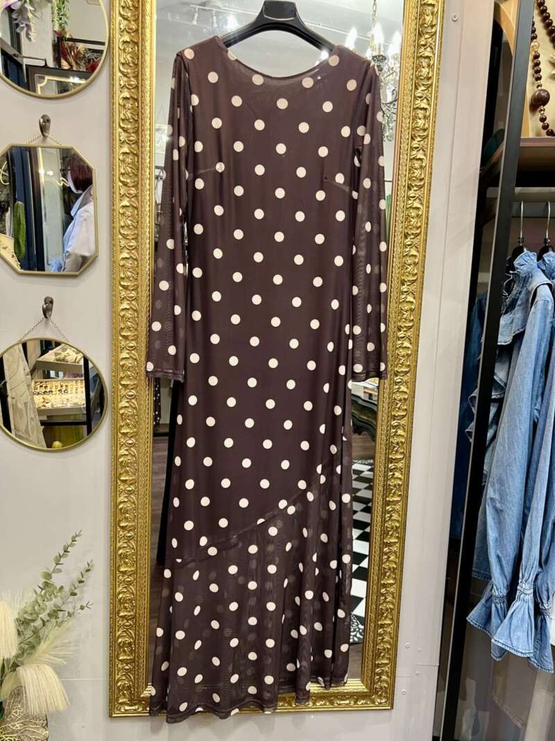 Abito a Pois in Tulle Cioccolato