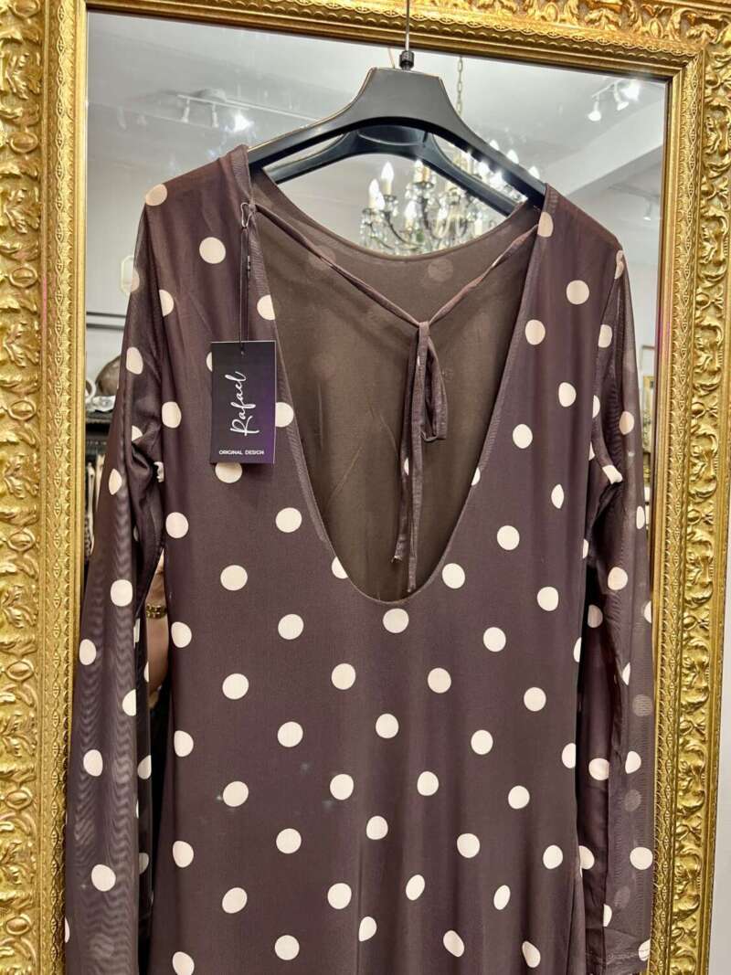 Abito a Pois in Tulle Cioccolato - immagine 2