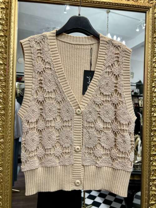 Gilet Crochet Beige