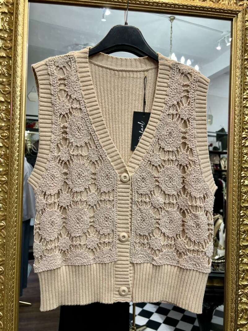 Gilet Crochet Beige