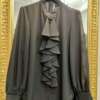 Camicia in Chiffon con Rouches Nera