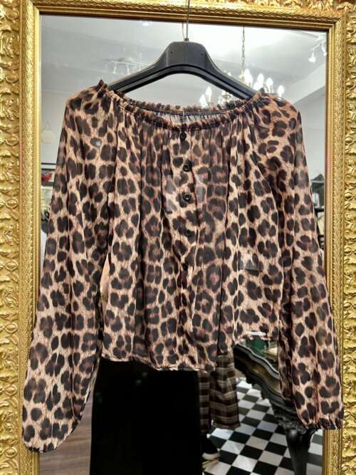 Blusa Scollo a Barca Leopardata