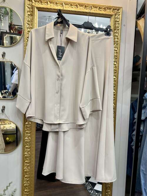 Coordinato Blusa e Pantapalazzo Panna