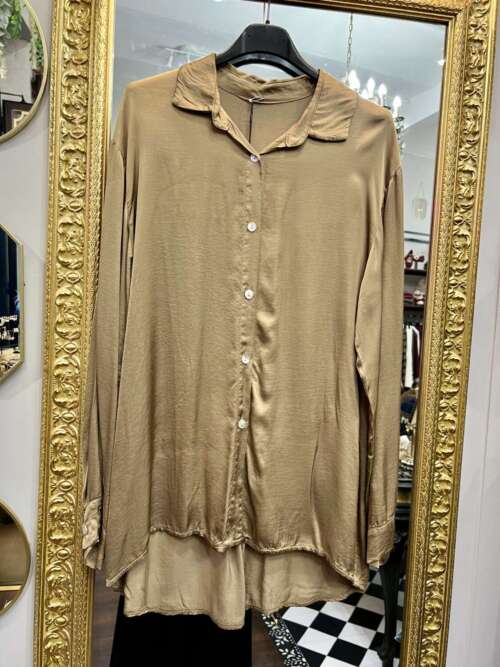 Camicia in Viscosa Camel
