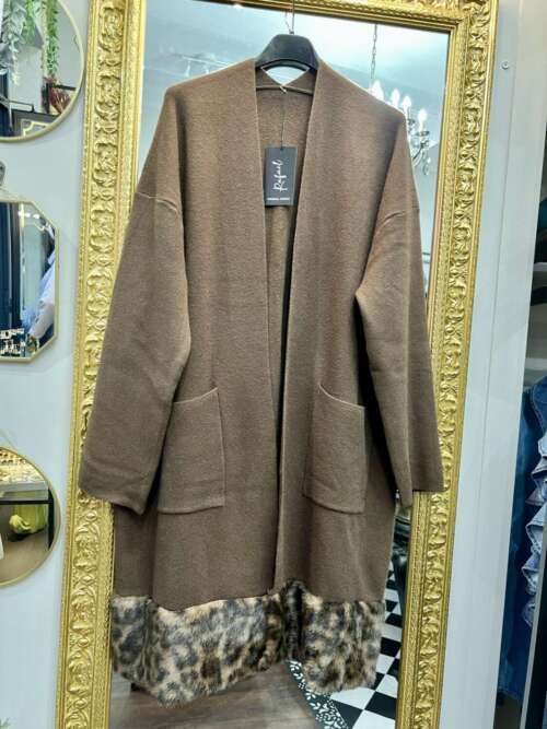 Cardigan con Bordo in Ecofur Cioccolato