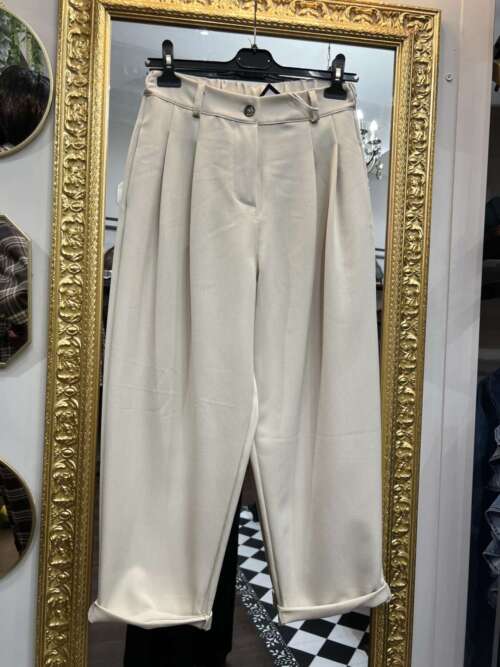 Pantaloni a Ovetto Panna