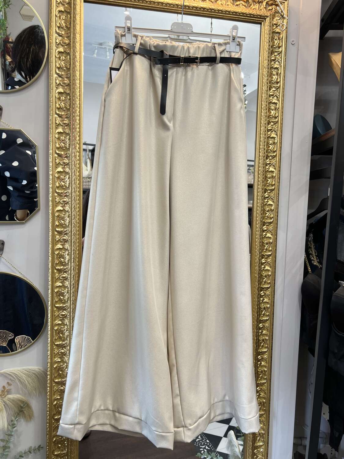 Pantaloni spalmati Panna