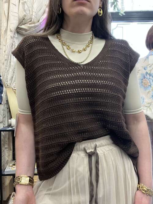 Gilet in filo Marrone