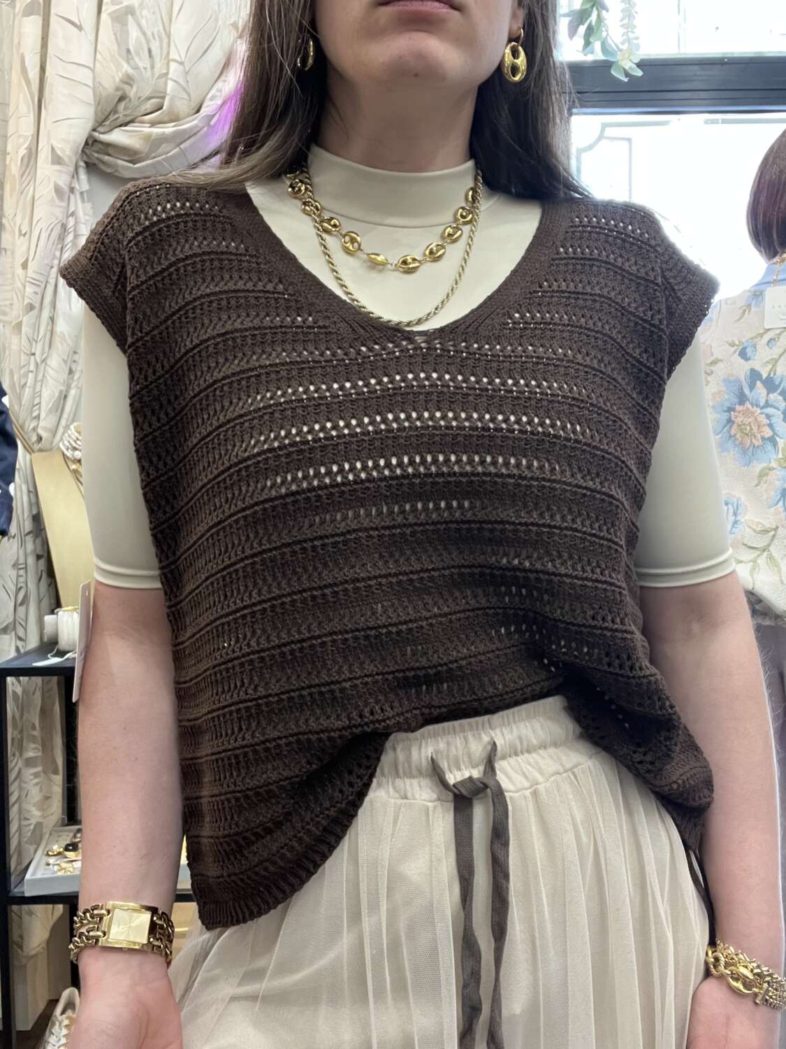 Gilet in filo Marrone