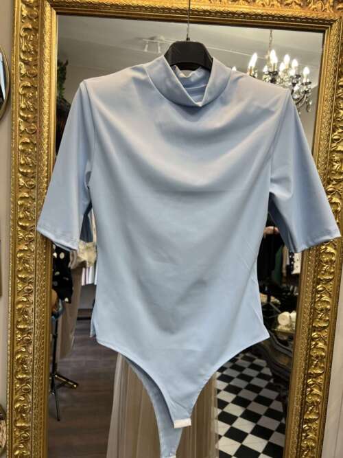 Body in licra spallina Celeste