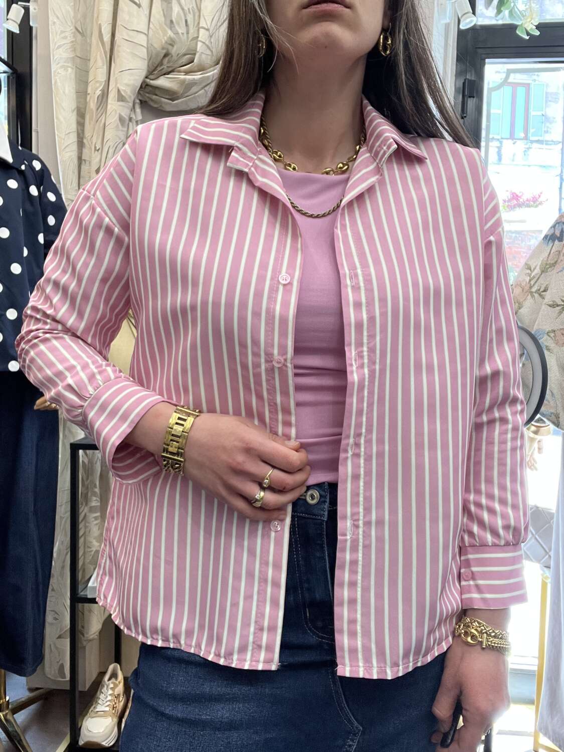 Camicia gessata Rosa