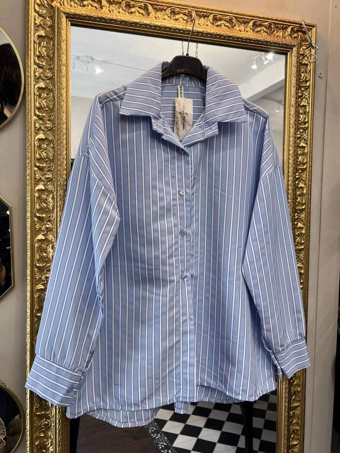 Camicia gessata Celeste