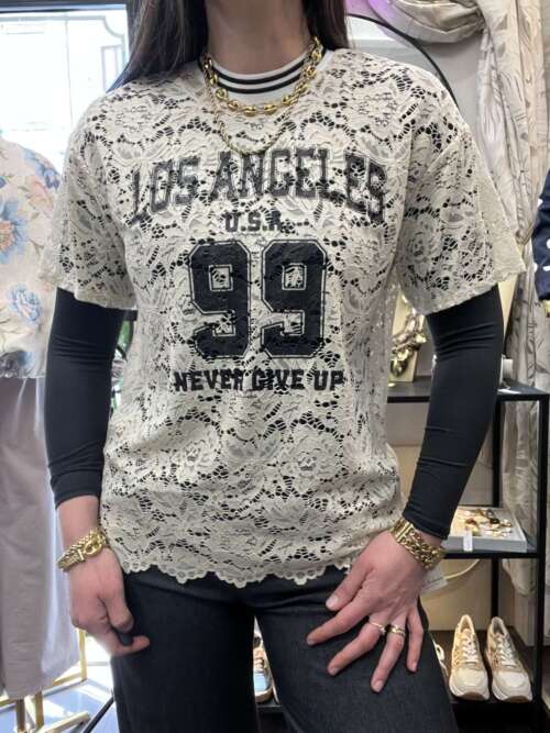 Maglia football pizzo Beige