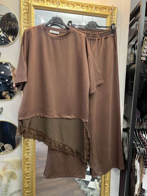 Coordinato asimmetrico pizzo Marrone