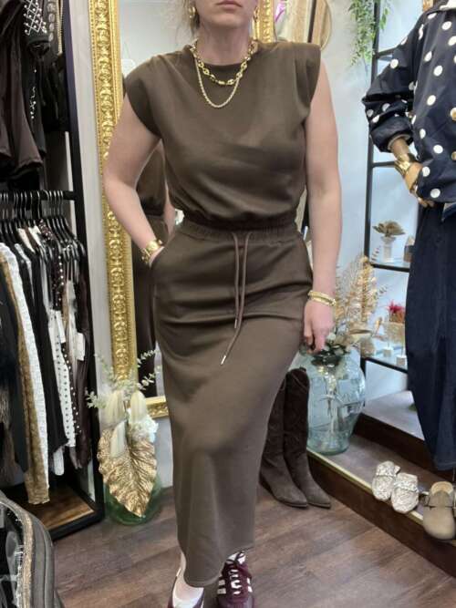 Coordinato gonna in felpa Marrone