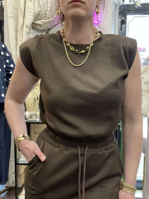 Alternative view of Coordinato gonna in felpa Marrone