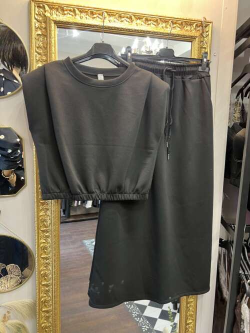 Coordinato gonna in felpa Nero