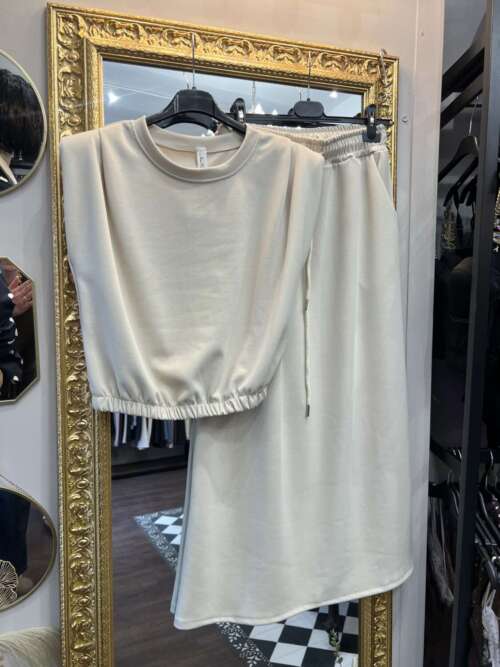Coordinato gonna in felpa Beige